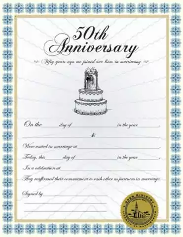 50th Anniversary Certificate