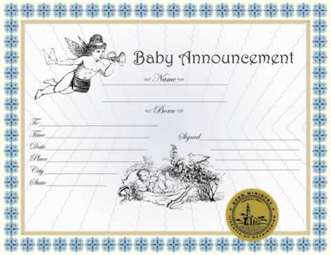 Baby Announcement Certificate