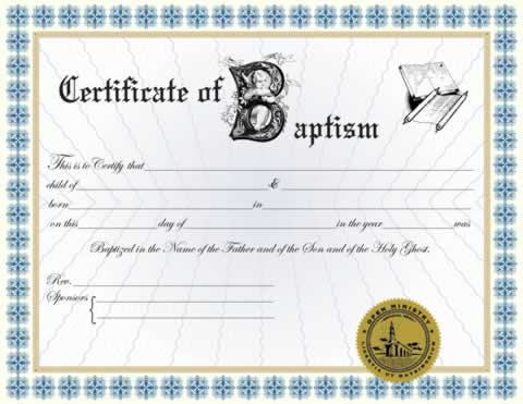Custom Baptism Certificate I