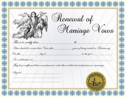 Renewal of Vows Certificate