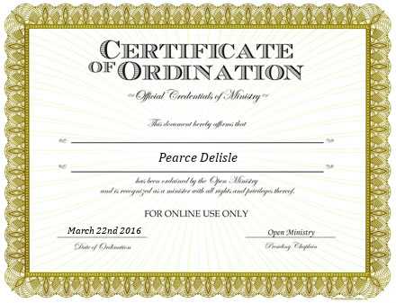 Ordained Minister Pearce Delisle