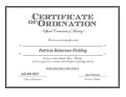 Ordained Minister Patricia Roberson-Fickling