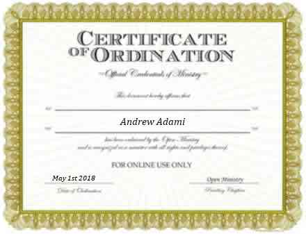 Ordained Minister Andrew Adami