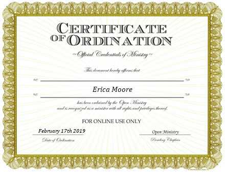 Ordained Minister Erica Moore