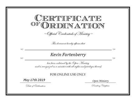 Ordained Minister Kevin Fortenberry