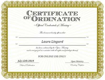 Ordained Minister Laura Lingard