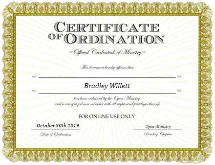 Ordained Minister Bradley Willett