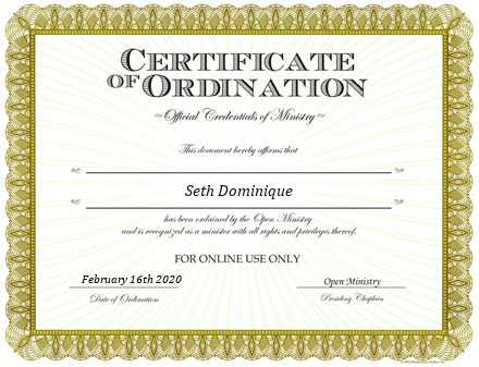 Ordained Minister Seth Dominique