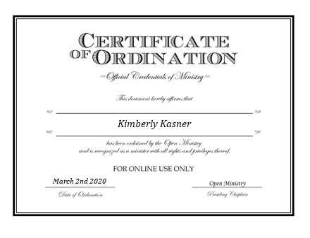 Ordained Minister Kimberly Kasner