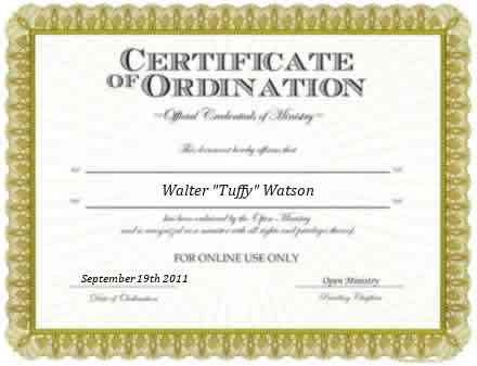 Ordained Minister Walter "Tuffy" Watson