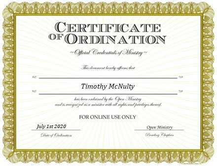 Ordained Minister Timothy McNulty