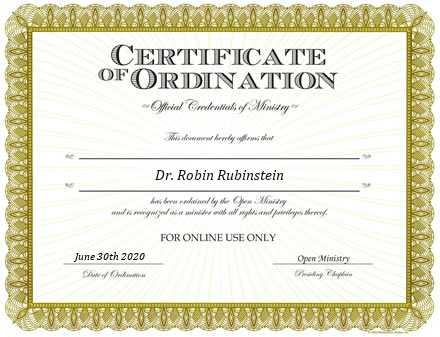 Ordained Minister Dr. Robin Rubinstein