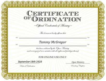 Ordained Minister Tammy McGregor