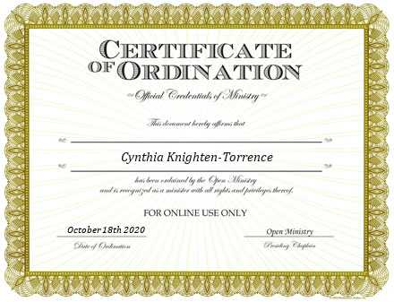 Ordained Minister Cynthia Knighten-Torrence