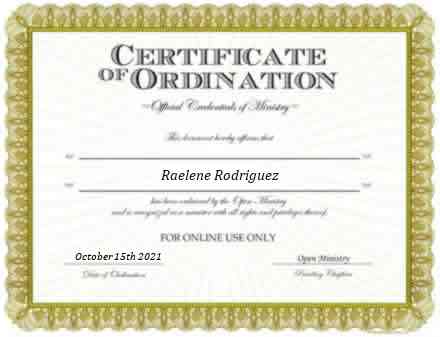 Ordained Minister Raelene Jacobs