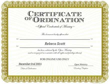 Ordained Minister Rebeca Scott