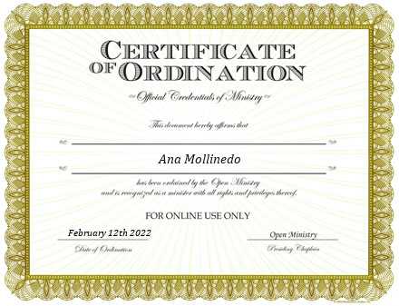 Ordained Minister Ana Mollinedo