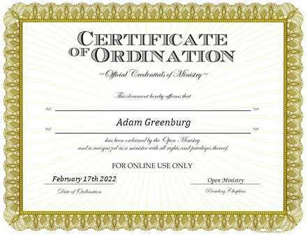 Ordained Minister Adam Greenburg