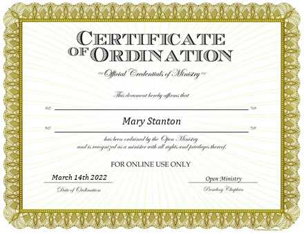 Ordained Minister Mary Stanton