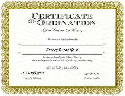 Ordained Minister Stacey Rutherford