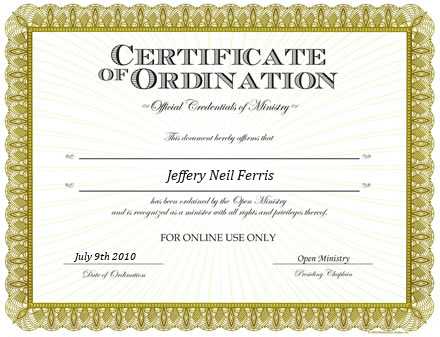 Ordained Minister Jeffery Neil Ferris
