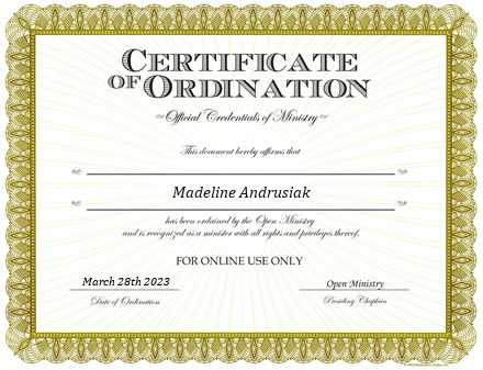 Ordained Minister Madeline Andrusiak