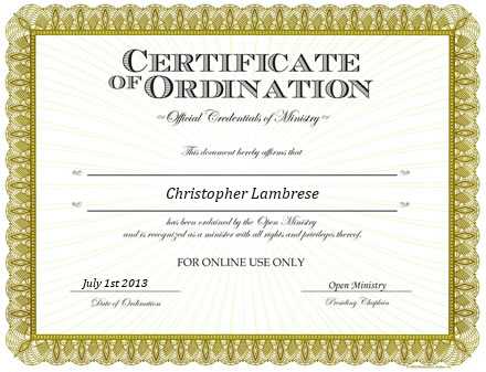 Ordained Minister Christopher Lambrese