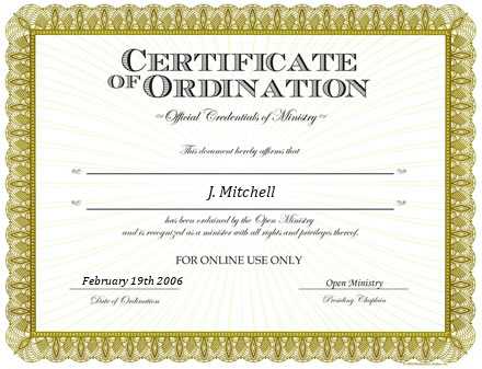 Ordained Minister J. Mitchell