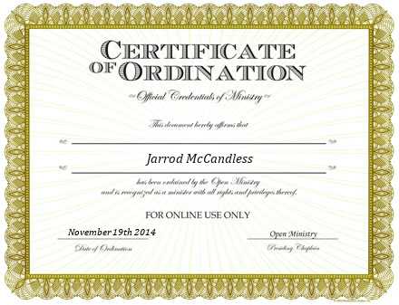 Ordained Minister Jarrod McCandless