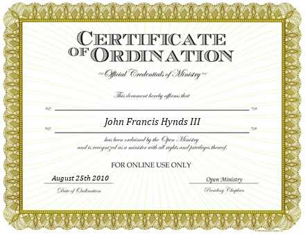 Ordained Minister John Francis Hynds III